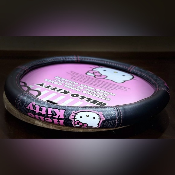 NEW - Hello Kitty Pink Lettering Grip Steering Wheel Cover  14.5"-15" - Picture 2 of 6